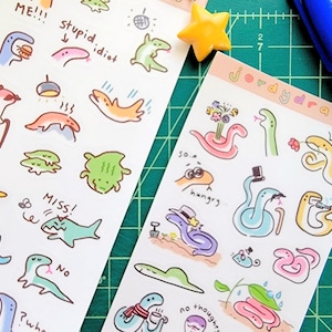 Hojas de pegatinas de serpientes y lagartos divertidos