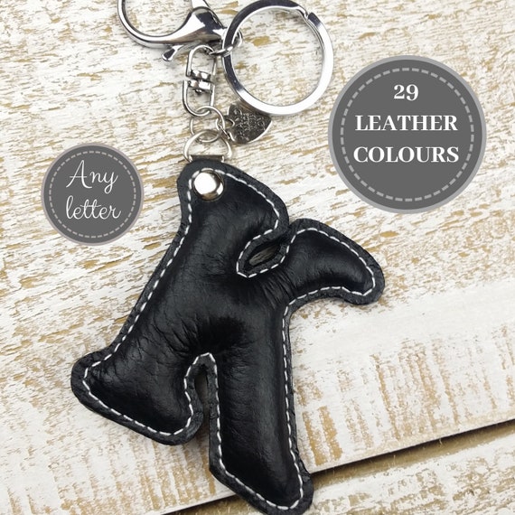 leather letter keyring