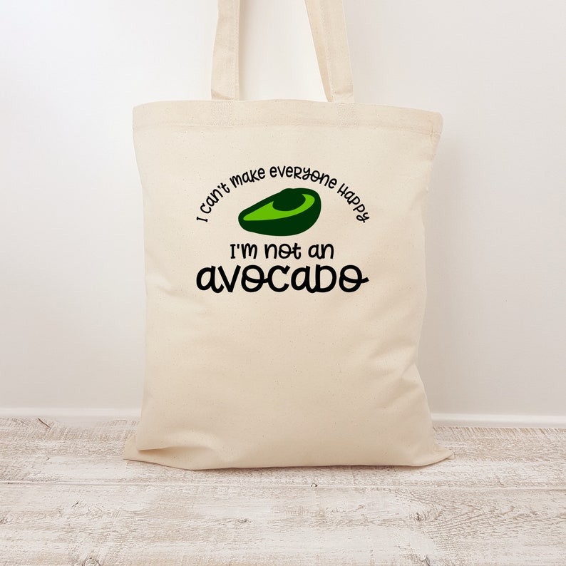 Avocado Bag Canvas Tote Avocado Lover Shopping Bag Eco Bag Avocado Handbag Vegetarian Gift Vegan Gift Slogan Tote Bag