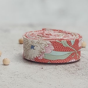 Handmade Single Fold Bias Binding Tape - 100% Cotton - Tilda Gardenlife Fabric - 25mm/1" Wide - Sold PER METRE or YARD