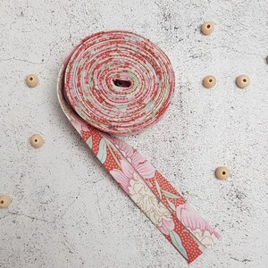 Handmade Single Fold Bias Binding Tape - 100% Cotton - Tilda Gardenlife Fabric - 25mm/1" Wide - Sold PER METRE or YARD