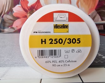 Vlieseline Vilene H250 Firm Fusible Iron On Medium Weight, Stiff Interfacing, Sewing Stabiliser, White, Pellon equivalent to 808 Craft Fuse