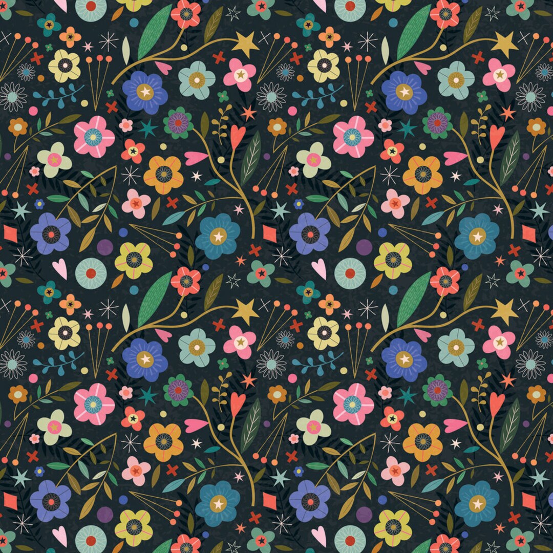 Dashwood Studio Fabric Tree of Life Collection Multicolour Flowers on