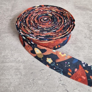 Black Navy Bias Tape - Binding - Single or Double Fold - Elastic - Cotton Strap - 25mm 1inch