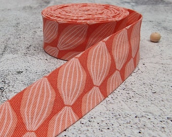 Bias Tape For Binding - Pure Cotton - Elastic - Riley Blake Designs- Orange - 25mm/1 inch - Handmade - Per METRE or YARD
