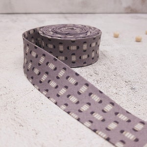 Binding Tape - Elastic Bias Tape - Single or Double Fold - 100% Cotton - Makower - Dark Grey Brown - 25mm/1 inch Wide - Per METRE or YARD