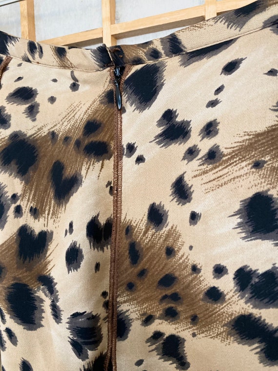 Vintage Silk Pleated Leopard Skirt - image 3