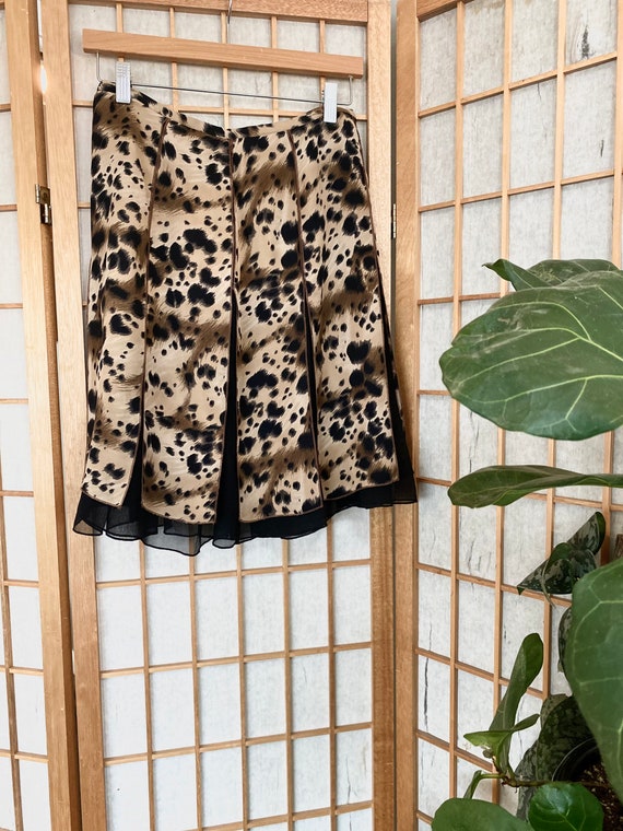 Vintage Silk Pleated Leopard Skirt - image 1