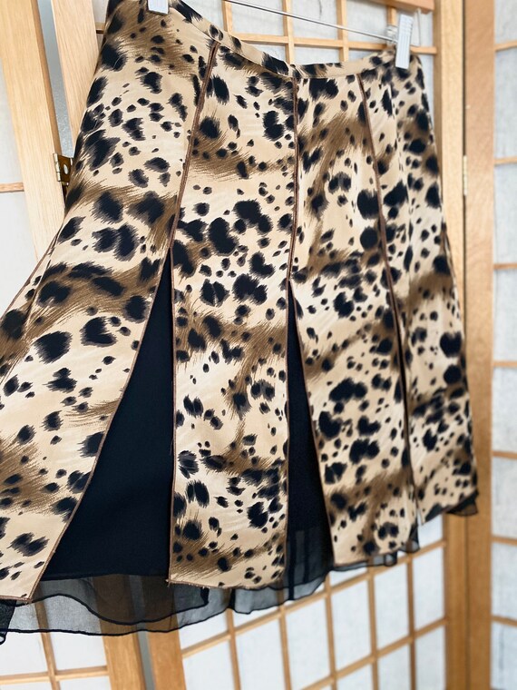 Vintage Silk Pleated Leopard Skirt - image 2
