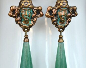 Boucles D'oreilles Vintage Art Déco - Cristal Sur Acier Inoxydable - Fermoir Dormeuse