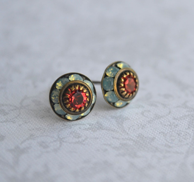 Art Deco Stud Earrings Pacific Blue Opal Stud Earrings Etsy UK