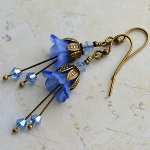 Art Nouveau Handmade Vintage Style Bluebell Woodland Flower Earrings