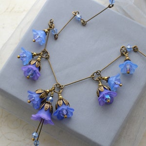 Art Nouveau Handmade Hand Painted Vintage Style Bluebell Lucite Flower Necklace image 6