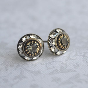 Art Deco, Austrian Black Diamond Crystal Stud Earrings.