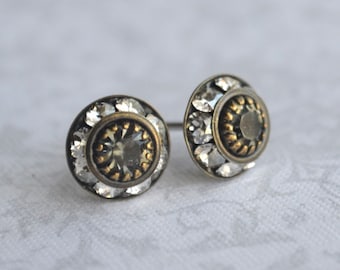 Art Deco, Austrian Black Diamond Crystal Stud Earrings.