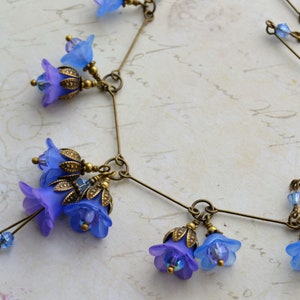 Art Nouveau Handmade Hand Painted Vintage Style Bluebell Lucite Flower Necklace image 1