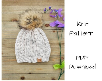 Knit Pattern, PDF Download - Mountain Rip Cable Beanie, How To Knit a Beanie