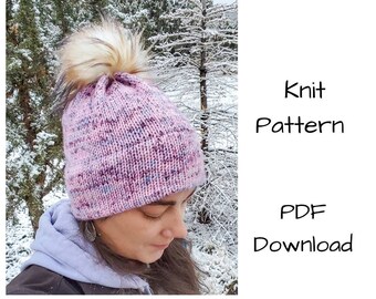 Knit Pattern, PDF Download - Uptown Slouch Beanie, How To Knit a Hat