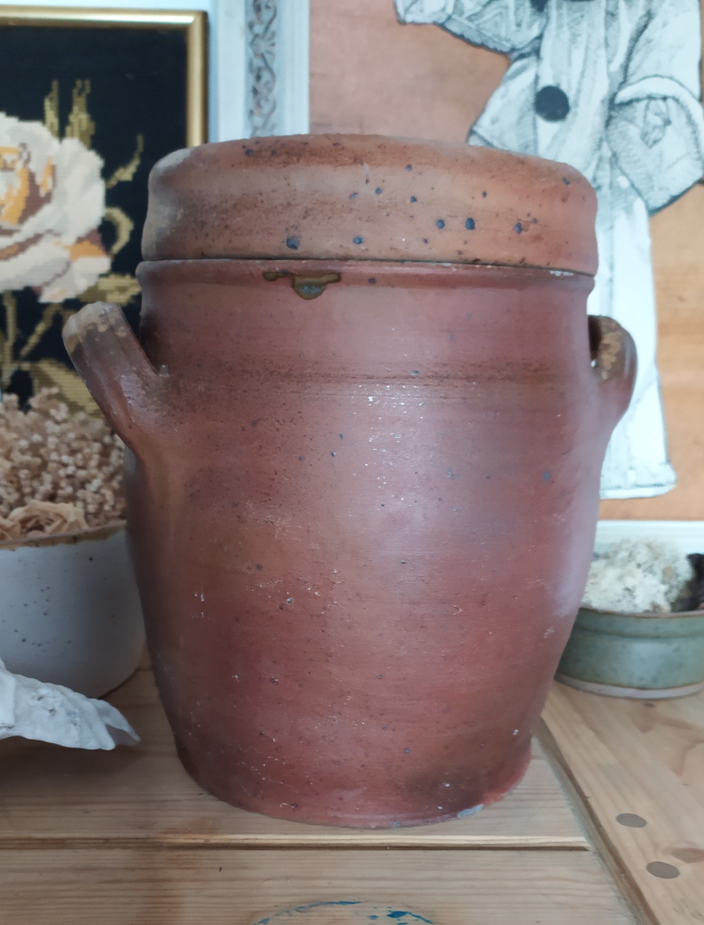 Français Ferme Vintage Confit Pit Grès Céramique Ironstone Stoneware