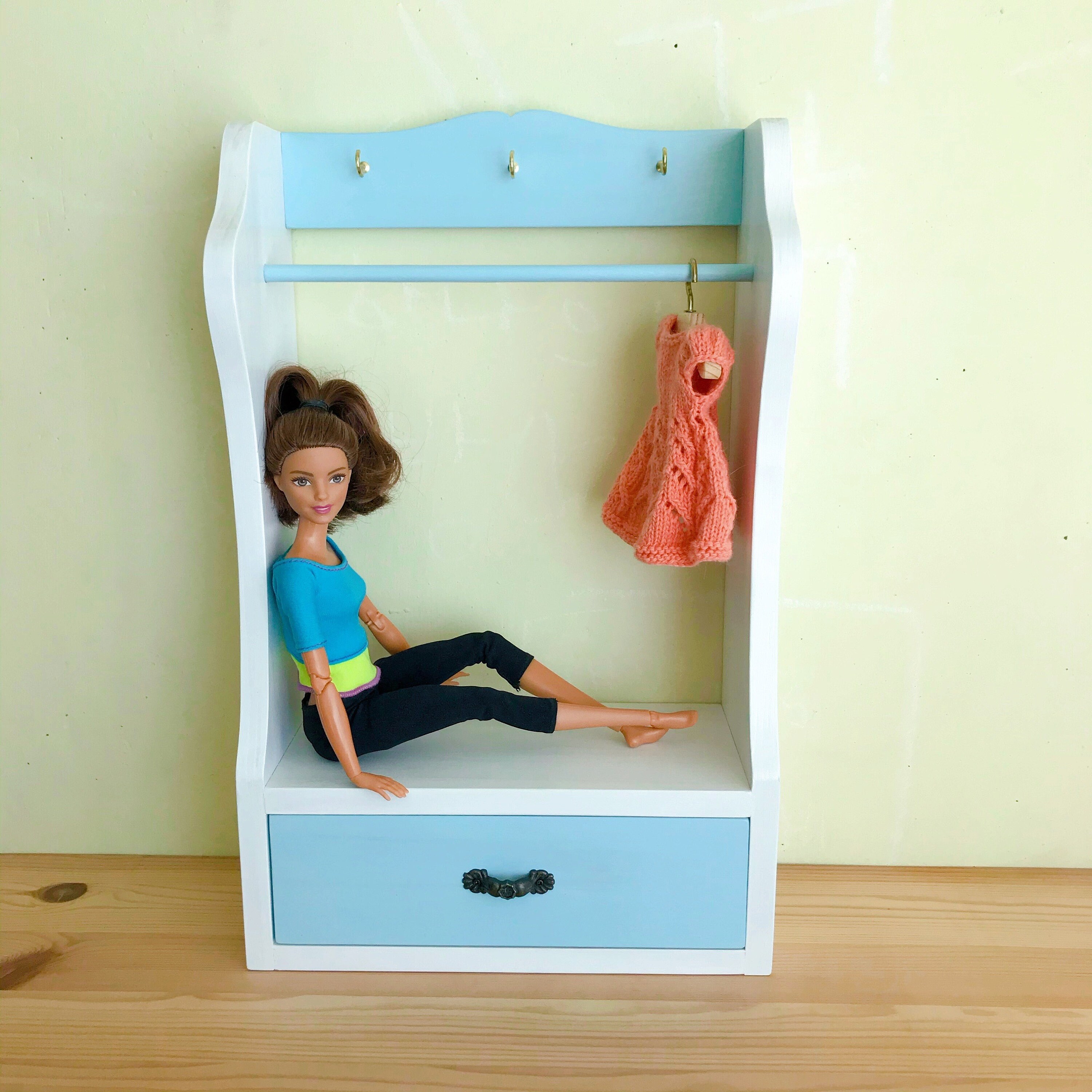 Doll Furniture Doll Clothes Rack With a Drawer for Storage Etsy Canada
