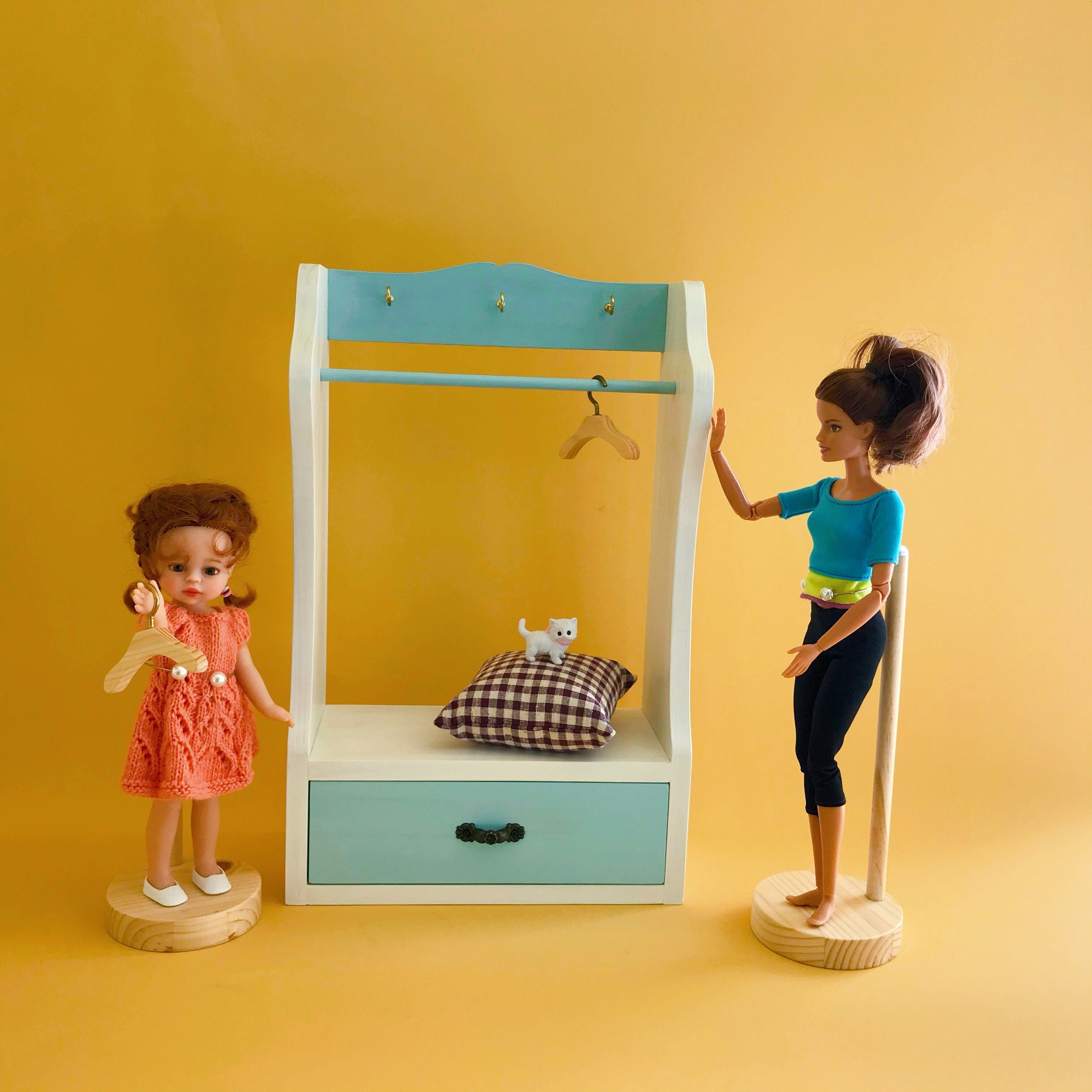 Doll Furniture Doll Clothes Rack With a Drawer for Storage Etsy Canada