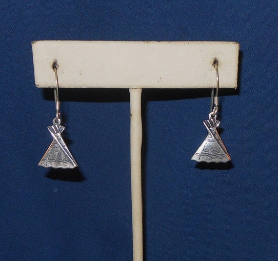 Sterling Silver Teepee Dangle Earrings - Native A… - image 2
