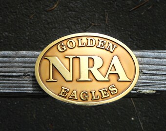 Belt Buckle Showing NRA Golden Eagles - Golden Buckle Simple in Design - Gift For Him