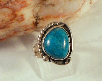 Native American Handmade Sterling Silver Ring With Composite Turquoise Ring Size 7 1/2