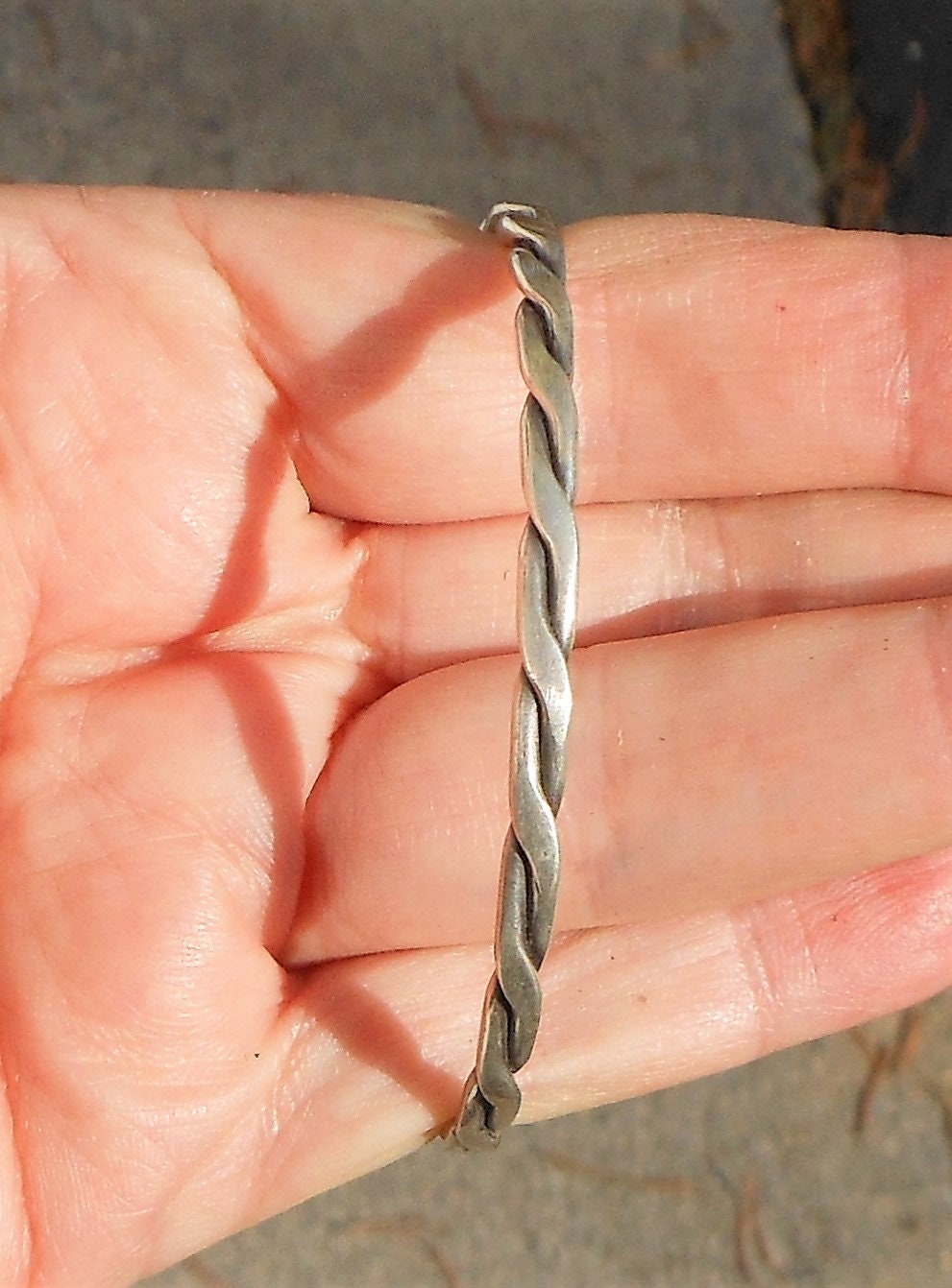 Twist Wire Sterling Silver Bangle Bracelet 7 1/2