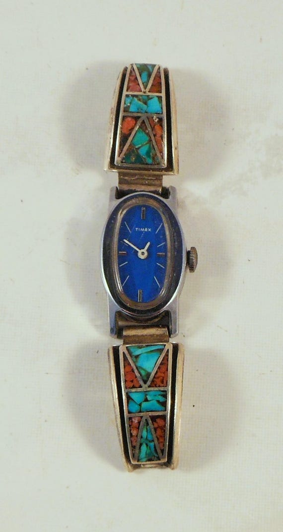 Native American Style Watch Tip With Chip Inlay -… - image 3