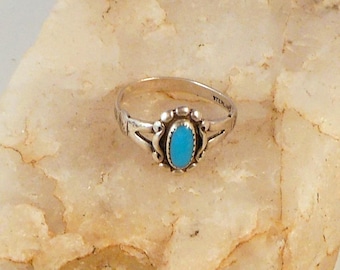 Sterling Silver Turquoise Ring Size 5 3/4 Native American Style