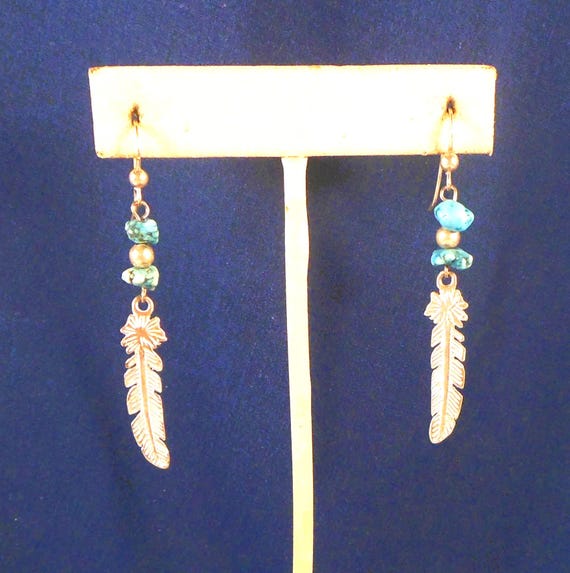 TseenYi Orecchini pendenti in argento con piume bohémien, orecchini pendenti con turchese, orecchini personalizzati in stile bohémien, gioielli per donne e ragazze, argento