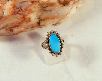 Vintage Navajo Turquoise Ring, Bell Trading Post Sterling Silver