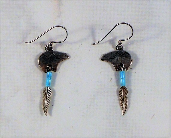 Native American Handmade Earrings With Spirit Bea… - image 2