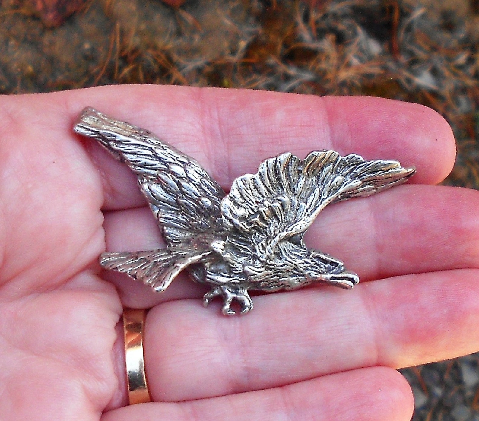 Handmade Sterling Silver Eagle Pendant Hand Cast in Solid Etsy