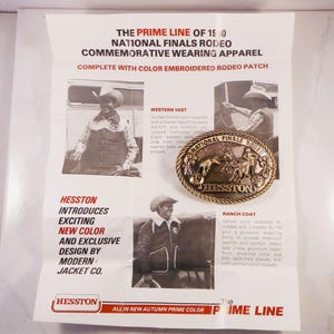 1980 Hesston Rodeo Belt Buckle 1980 National Finals Showing Team Roping - New Old Stock With Original Papers - Western Collectible