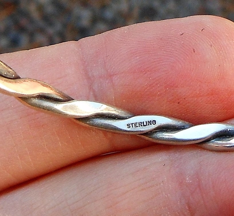 Twist Wire Sterling Silver Bangle Bracelet 7 1/2