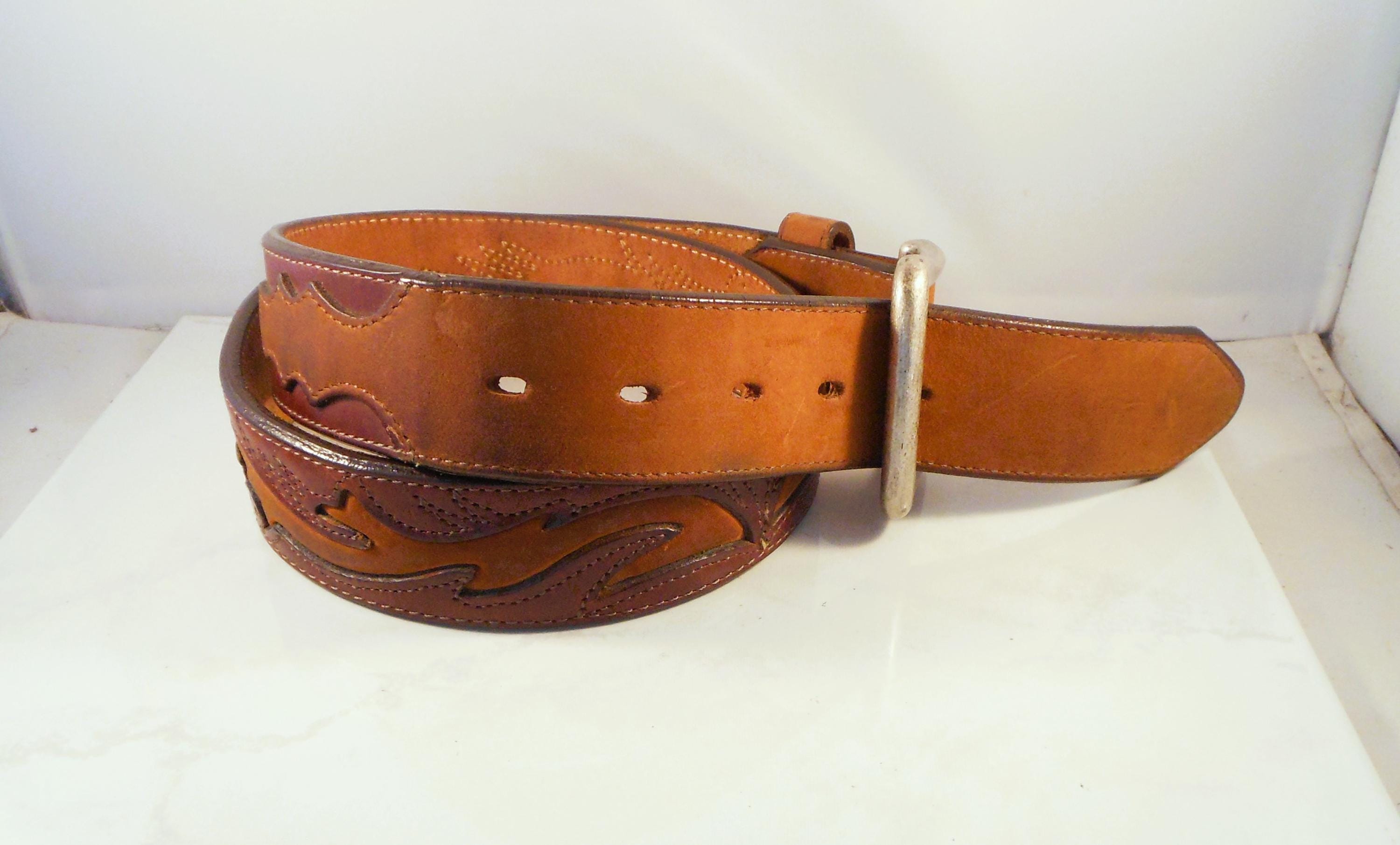 Justin Vintage Leather Belt - Etsy