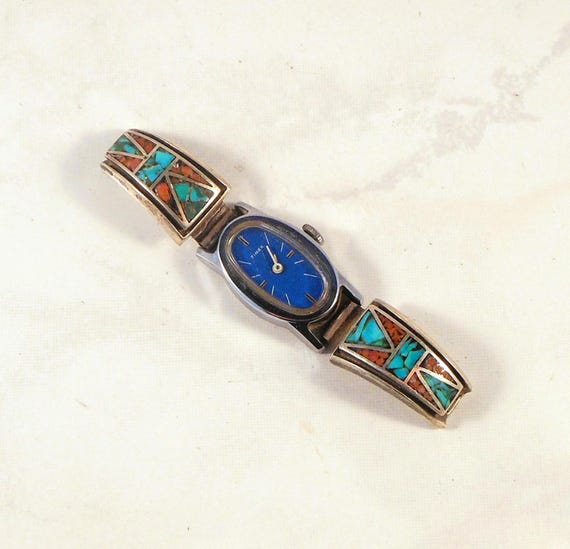 Native American Style Watch Tip With Chip Inlay -… - image 1