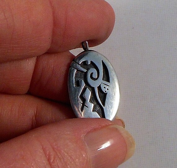 RARE Hopi Sterling Silver Pendant Handmade by Luc… - image 3