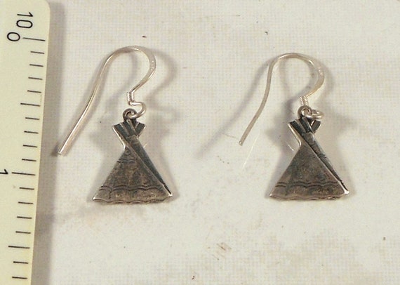 Sterling Silver Teepee Dangle Earrings - Native A… - image 6