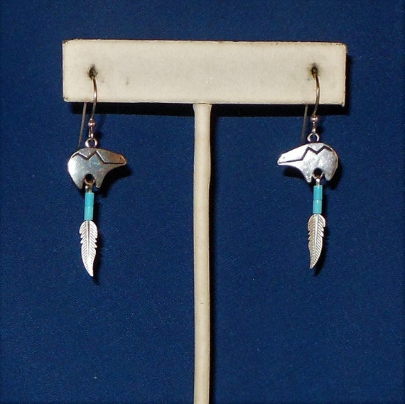 Native American Handmade Earrings With Spirit Bea… - image 1