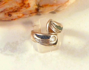 Carolyn Pollack Relios Chip Inlay Wrap or Bypass Ring Size 10 - Unisex Ring for Her or Him - Great Middle or Pointer Finger Ring