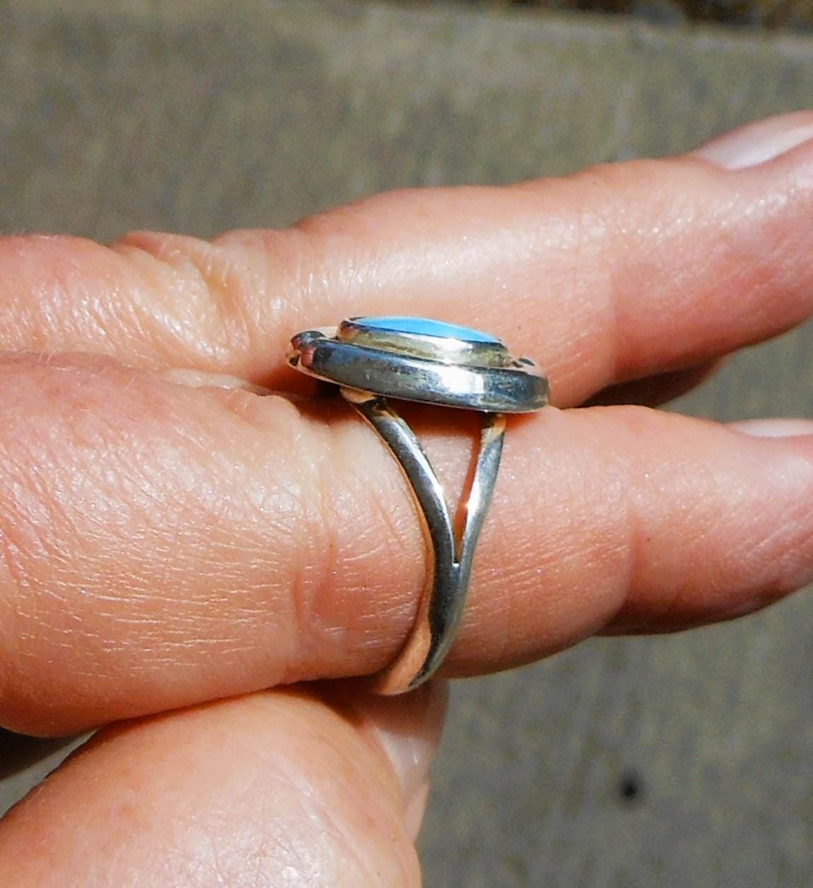 Traditional Navajo Handmade Sterling Silver Turquoise Ring Size 7 Done ...