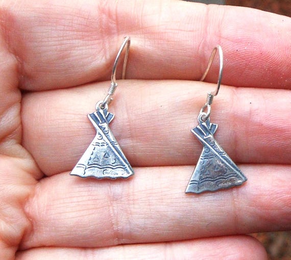 Sterling Silver Teepee Dangle Earrings - Native A… - image 1