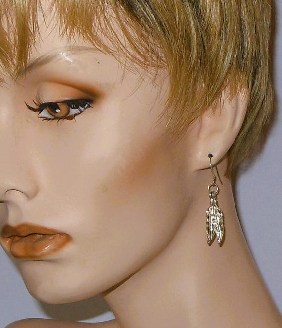 Sterling Silver Double Feather Dangle Earrings - … - image 4