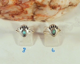 Sie haben die Wahl zwischen zwei Ringen aus 950er Silber mit Bärenpfoten-Türkis – Größe 6 oder 8 – Southwestern Jewelry