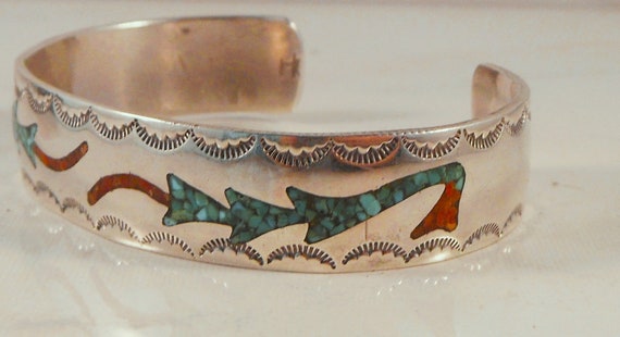 Sterling Silver Cuff Bracelet With Turquoise & Co… - image 5
