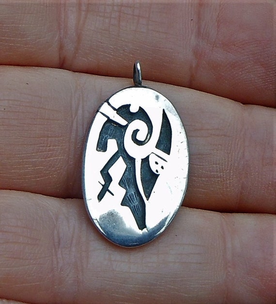 RARE Hopi Sterling Silver Pendant Handmade by Luc… - image 1