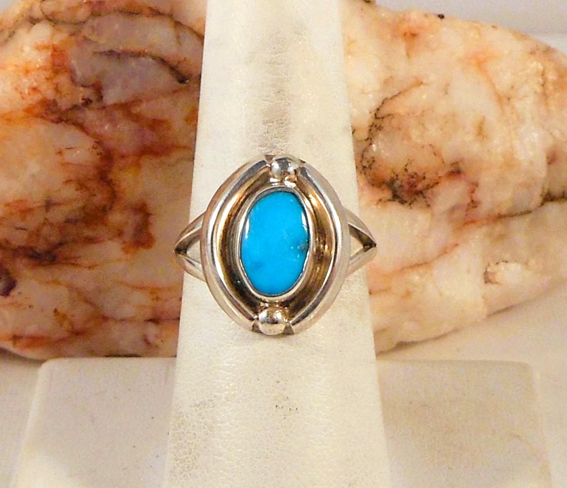 Traditional Navajo Handmade Sterling Silver Turquoise Ring Size 7 Done ...